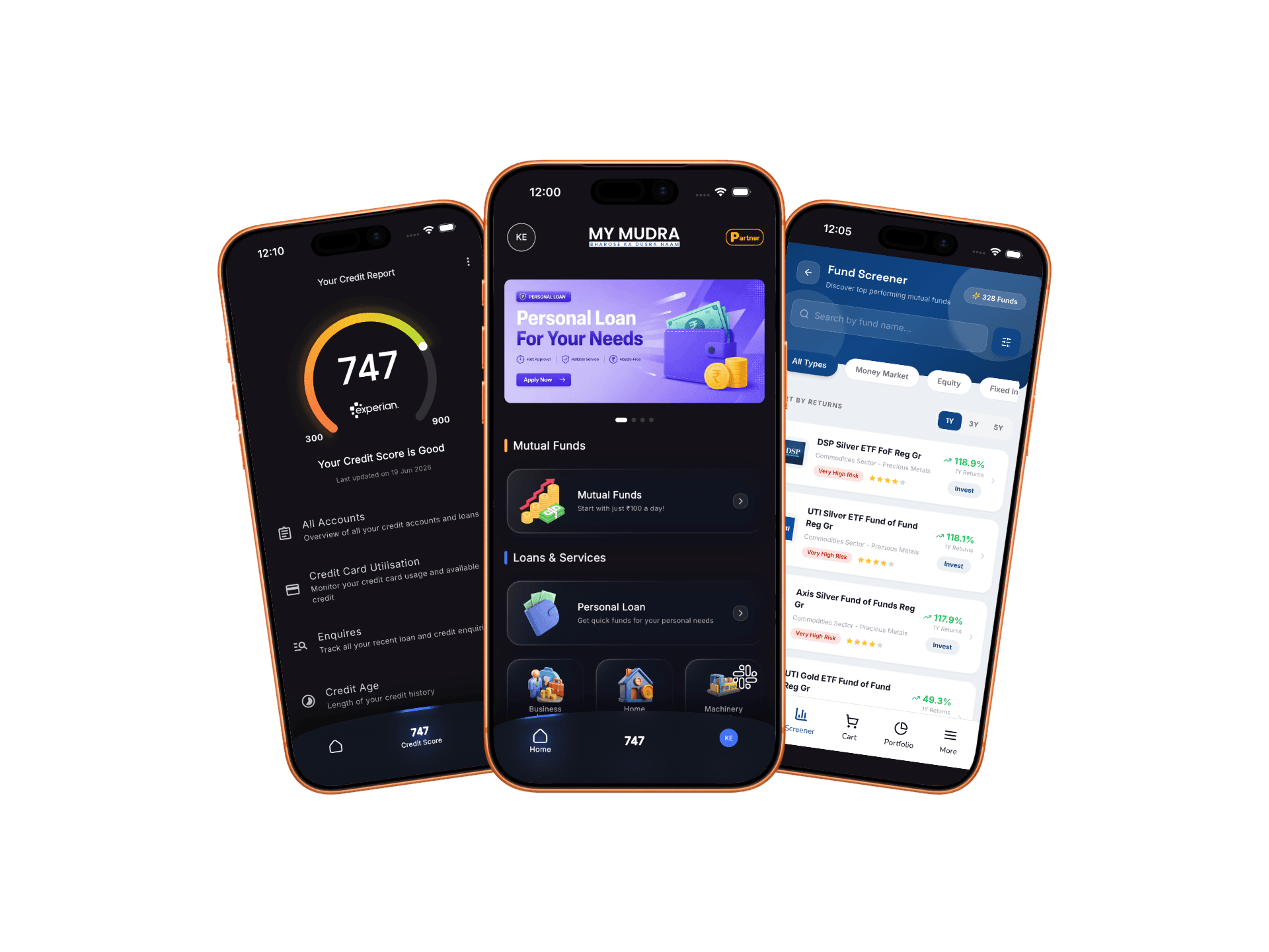 My Mudra mobile app — credit score, mutual funds and fund screener