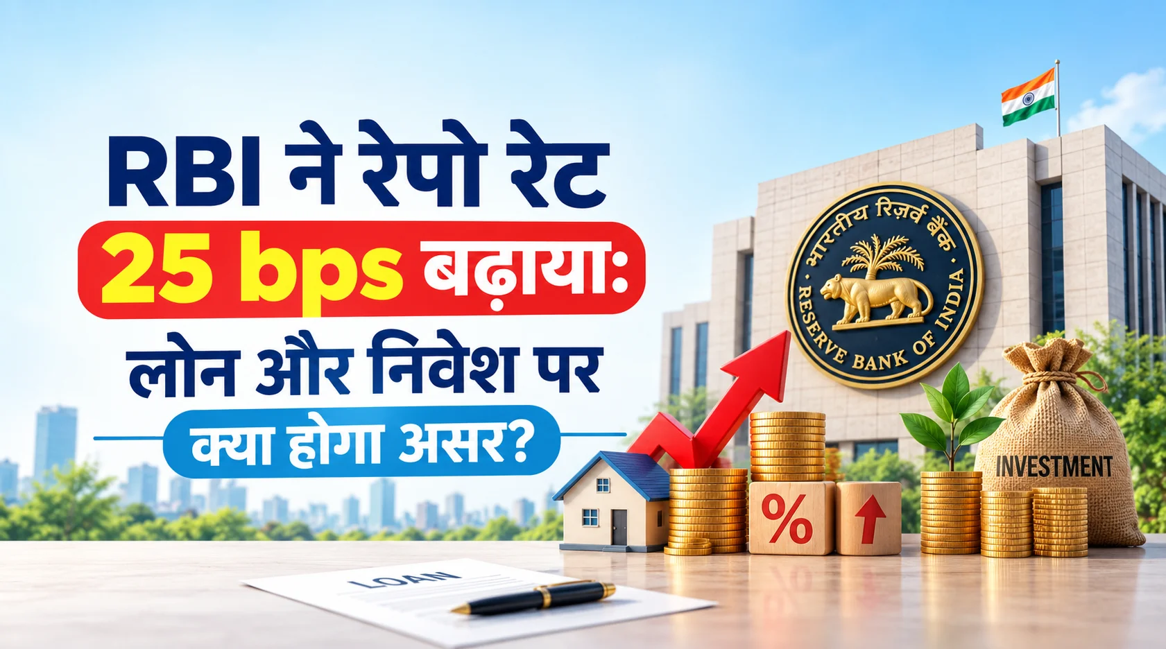 RBI ने रेपो रेट 25 bps बढ़ाया: लोन और निवेश पर क्या होगा असर?