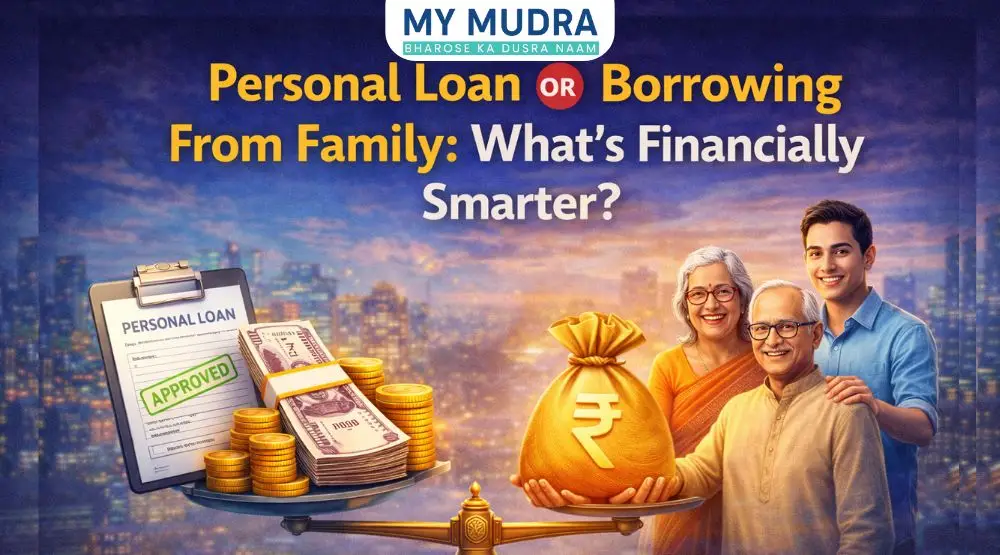 Personal loan vs borrowing from family comparison showing money, trust, and financial decision-making